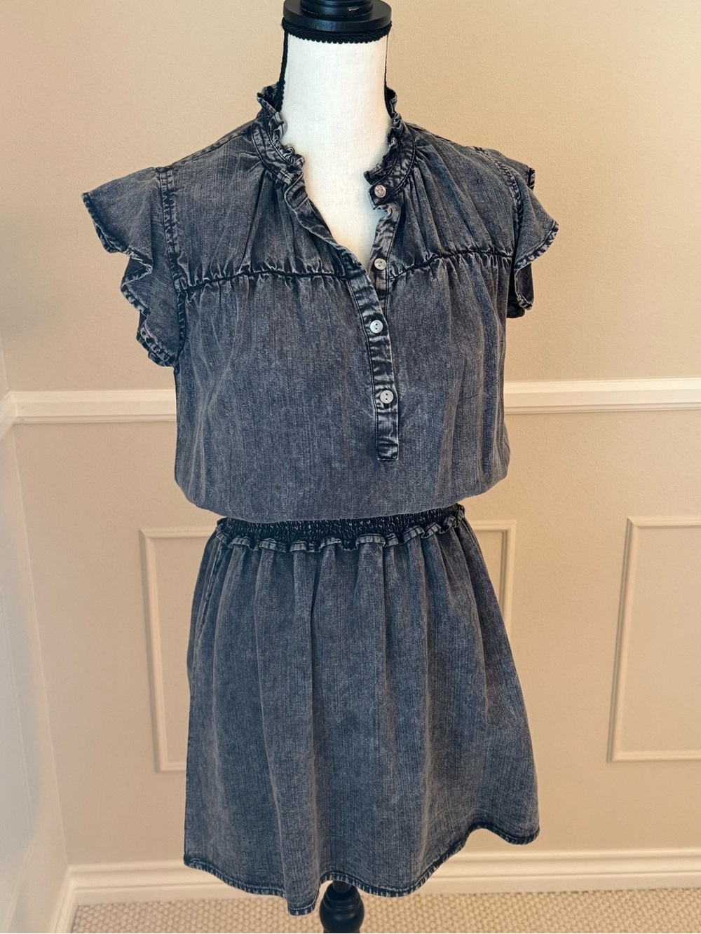 Rails black acid washed dress